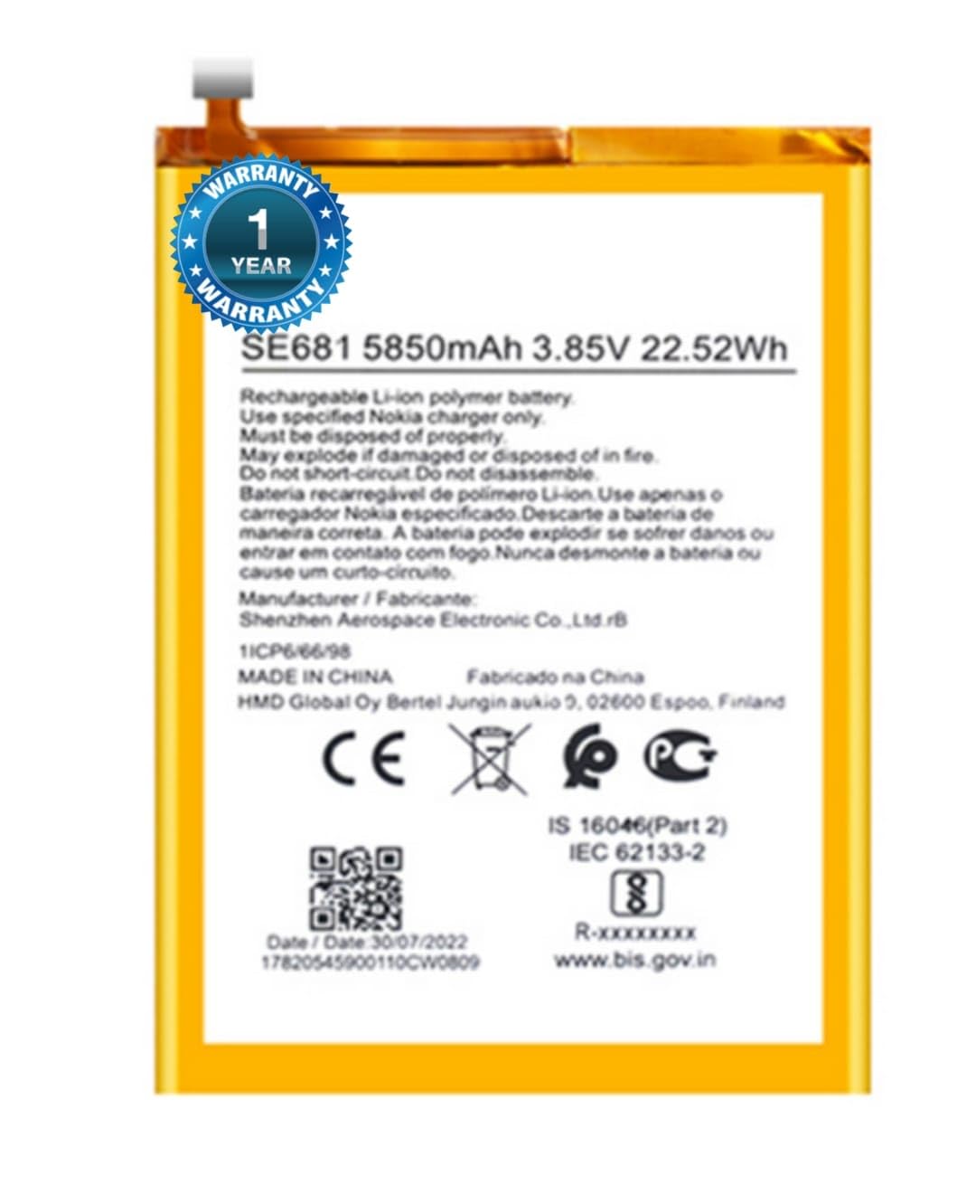 Original SE681 Battery for Nokia C30 Battery with 1 YearWarranty** (SEPAG90)