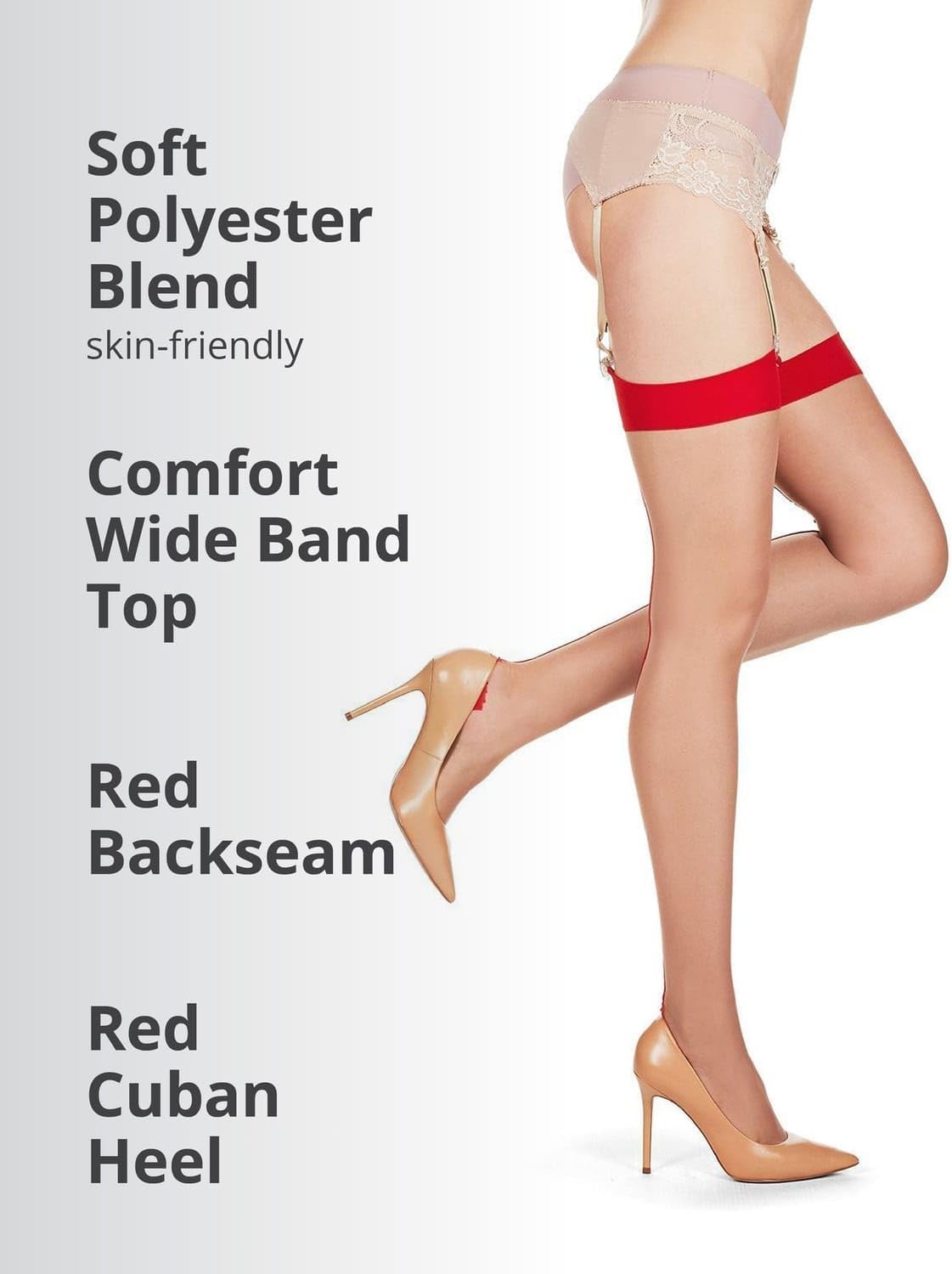 MeMoi Plus Backseam Thigh High Stockings for Women, Comfortable Sheer Thigh High Stockings - Sizes Small - Q2