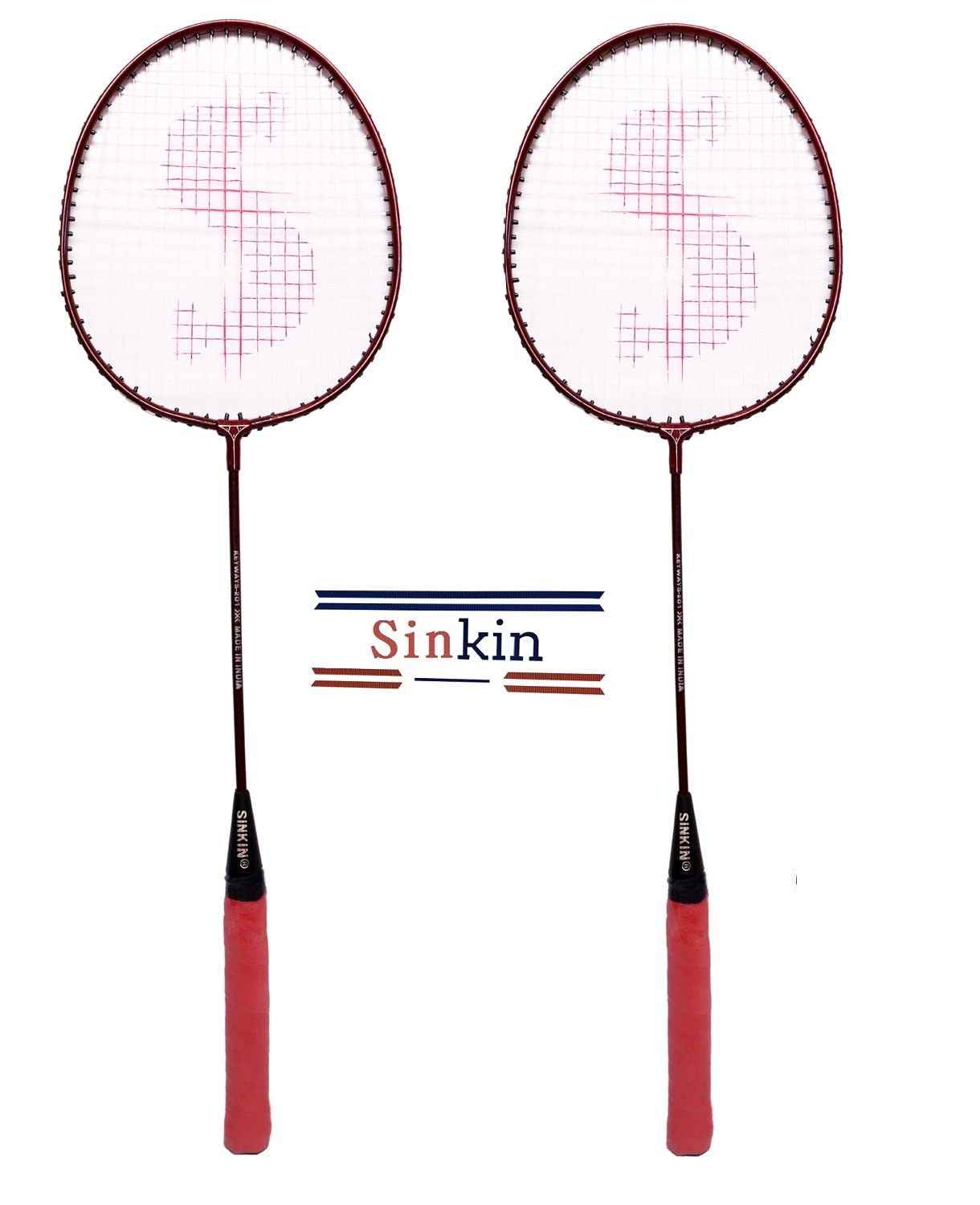 SINKIN Badminton Set of Two for All Family Men, Women, Boys & Girls, Strung Badminton Racket (Pack of: 2, 250 g) (Red)-image-40