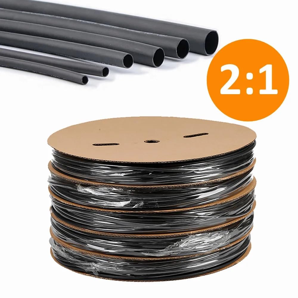 Guaina termorestringente Guaina termorestringente da 1 m, Diametro 0,6-150 mm, Rapporto 2:1, Guaina, in poliolefina Nera for Uso Domestico, automobilistico e Industriale(100mm)