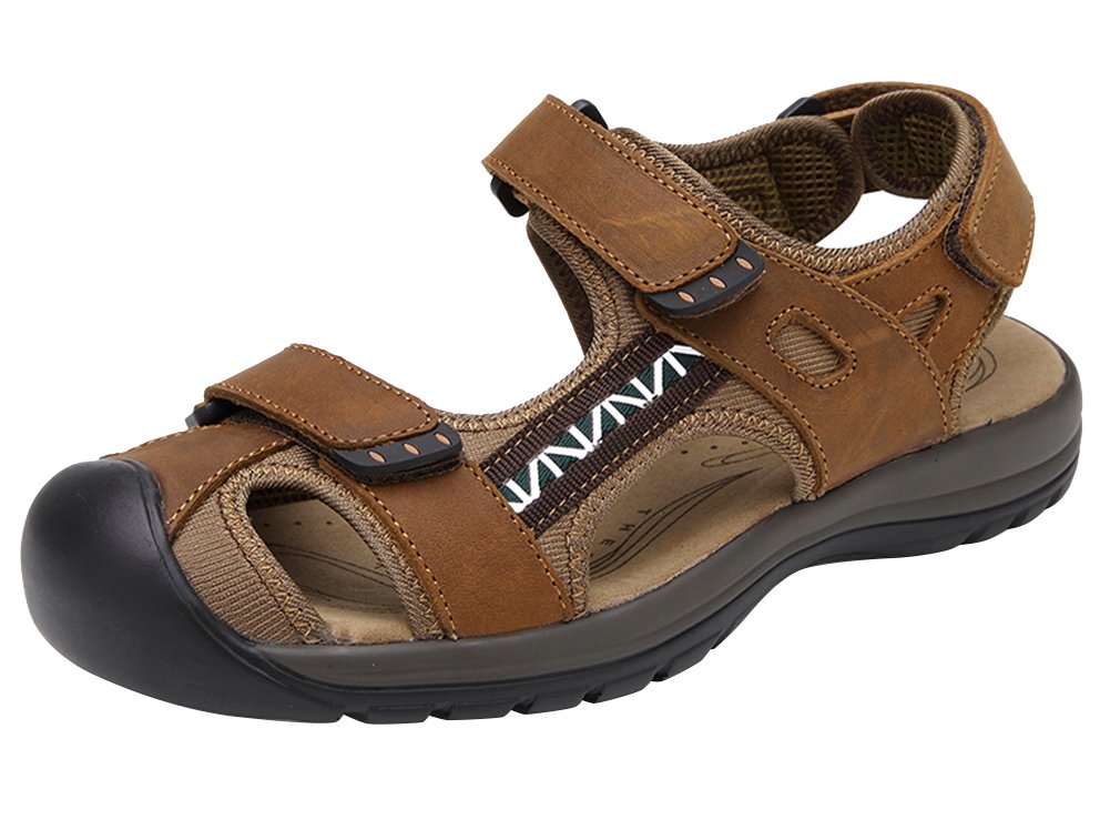 Womens Leather Closed Toe Sandals