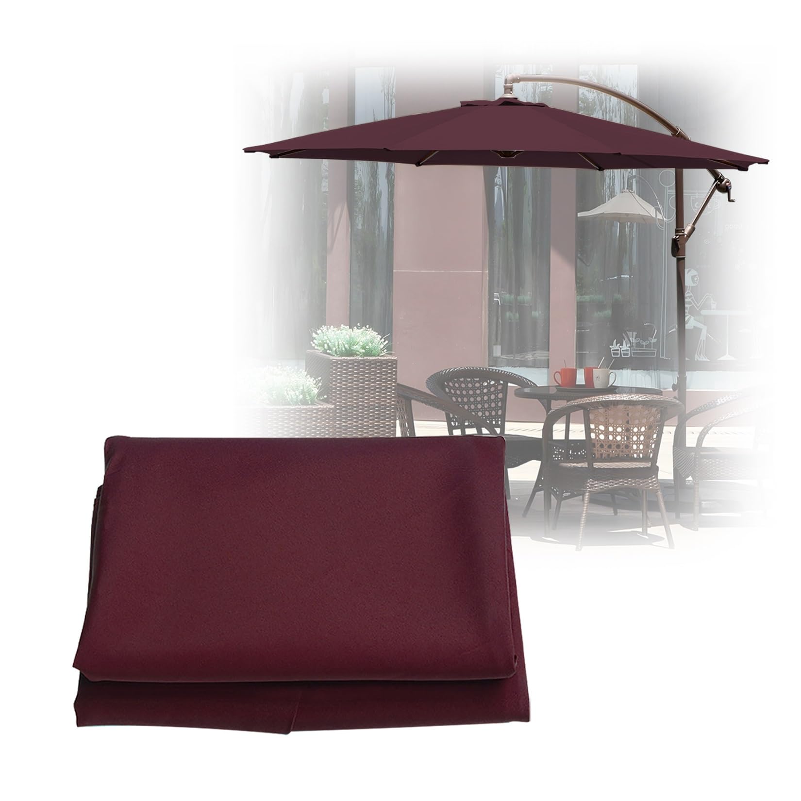 ESOYAWE Garden Parasol Covers Replacement Parasol Canopy, 6 Ribs 8 Ribs Patio Umbrella Replacement Canopy, Waterproof UV Protection Outdoor Parasol Fabric Replacement (Canopy Only)