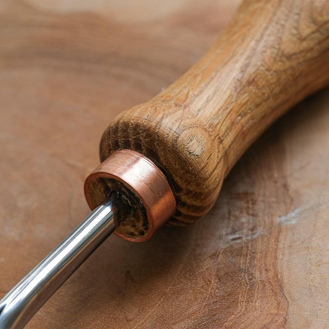 STRYI Cuchara de acero al carbono W1-7 de 20 mm curvada corta para tallar madera, herramienta para tallar cuencos, gubia hueca para cucharas y cuencos, afilada a mano, acero al carbono W1-7