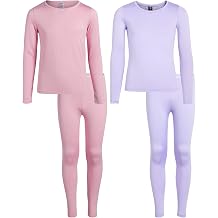 Rene Rofe Girls Performance Thermal Underwear Set - 4 Piece Cozy Fleece Long Johns Base Layer Set for Girls Sizes 2T-16