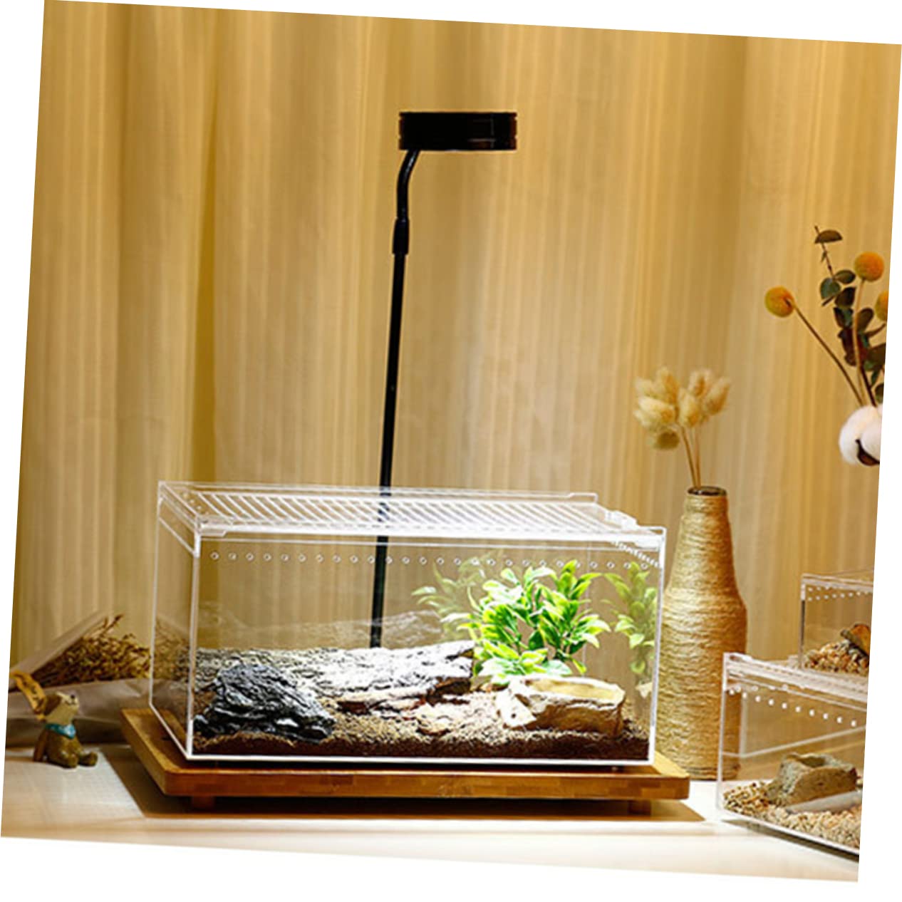 Caja de Cría de Reptiles Transparente de Acrílico sin Montaje | Alimentación de Agua y Comida, Uso para Serpientes y Reptiles, Formato Integral