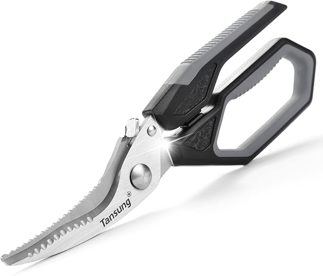 Kitchen Shears, TANSUNG Poultry Shears, Heavy Duty Kitchen Scissors Multipurpose Scissors, Stainless Steel Food Scissors for Chicken, Poultry, Fish, Meat, Herbs, Vegetables, BBQ, Bone, Black