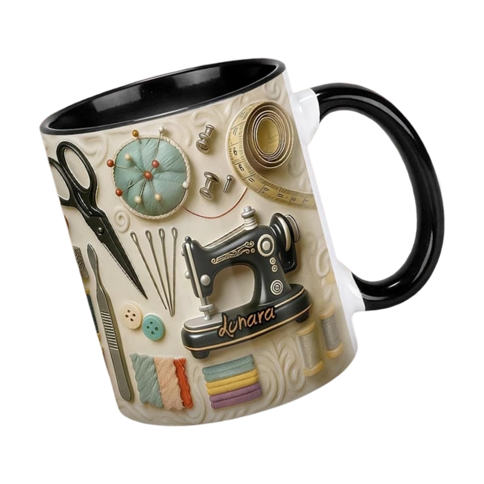 Qisuw Sturdy Ceramic Sewing Theme Coffee Cup Sturdy and Safe Ceramic Drinkware Cup for Daily Use 11oz Generous Size Seamstress or Tailor