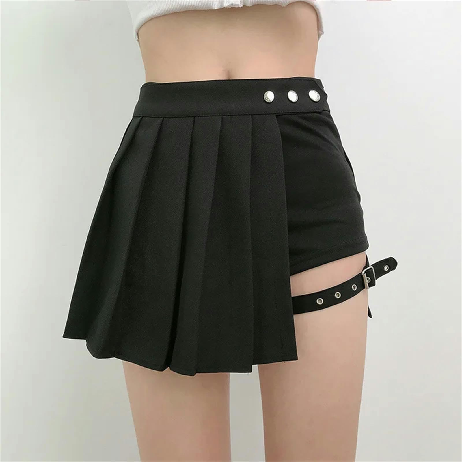 Gonna Lunga Donna Estate Gonne Irregolari Plaid Estive Donne Asimmetriche con Gonne Nere in Vita A Mezze Gonne Pieghettate