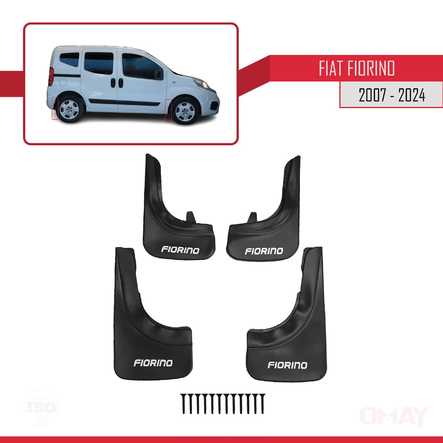 RE&AR Tuning Osłona przeciwbryzgowa do Fiata Fiorino przód + tył 4-częściowy zestaw
