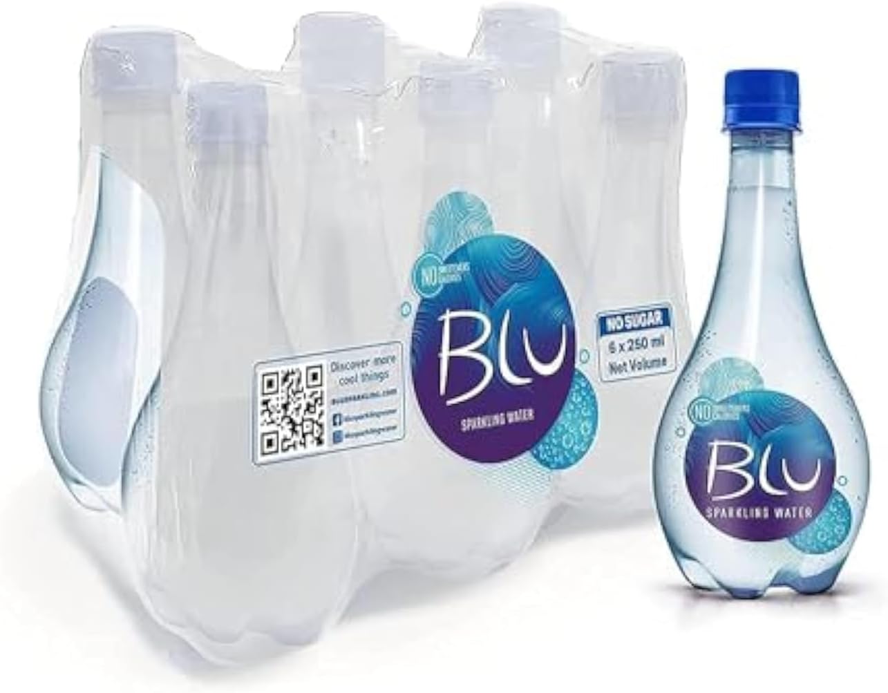 Oasis Blu Sparkling Water, No Added Sugar, Zero Calaroies, 250Ml Pack Of 6 Bottles