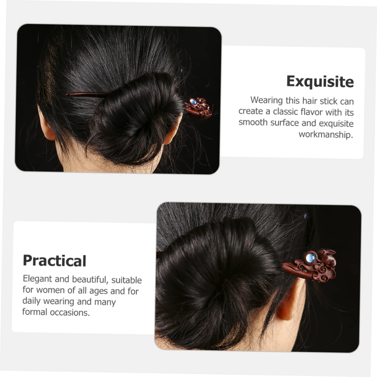 FRCOLOR 5 forcine cinesi per capelli chignon retrò per capelli chignon, forcine per capelli lunghi semplici