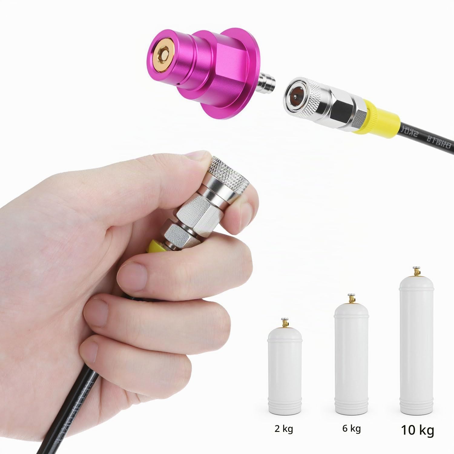 QWORK® Tuyau Haute Pression CO2 1,5 m Adaptateur, Adaptateur raccord Rapide pour cylindres CO2 W21.8-14, Compatible avec SODASTREAM Duo/Terra/Art
