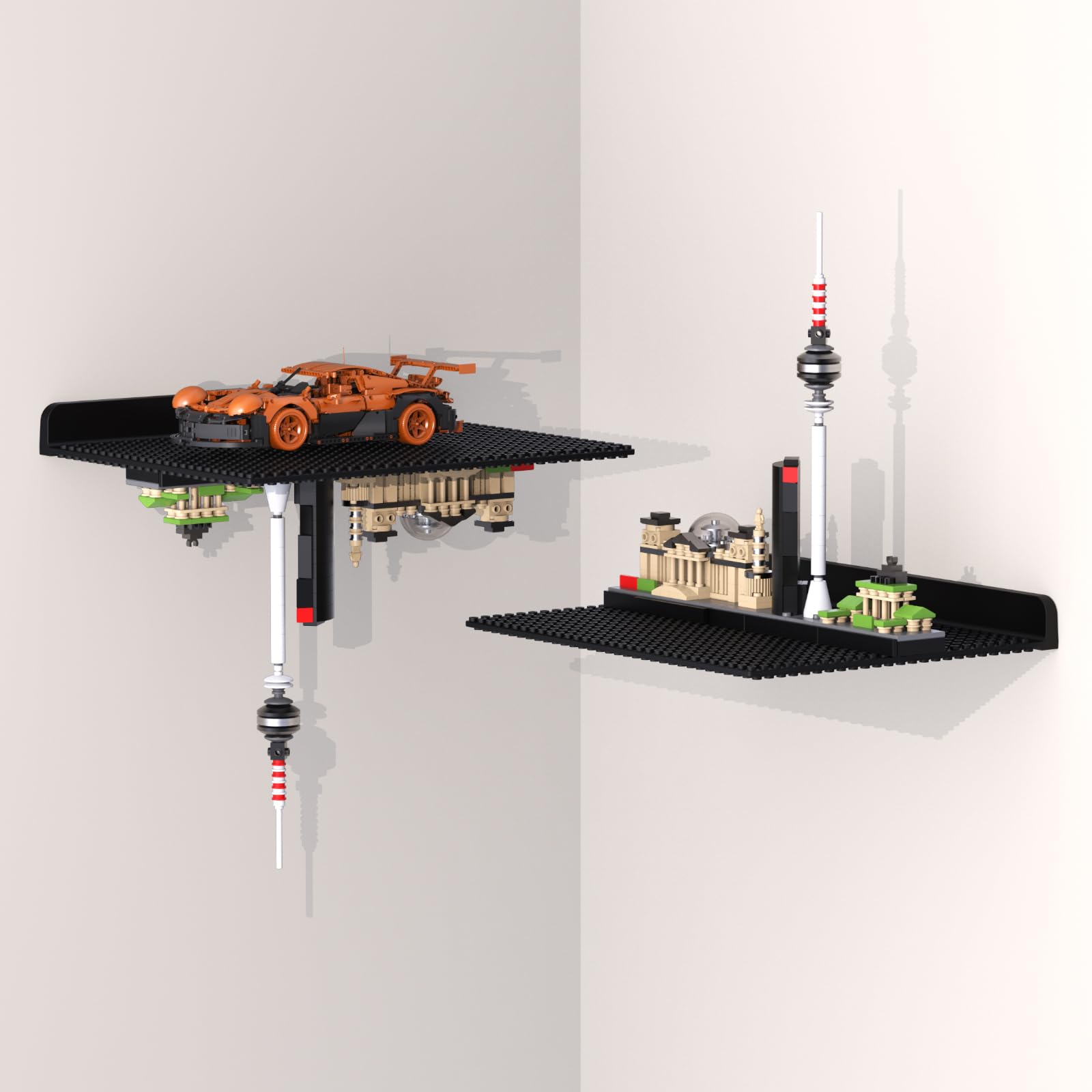 2-Pack Large Wall Display Shelves for Lego Building Bricks, 32x24 Studs