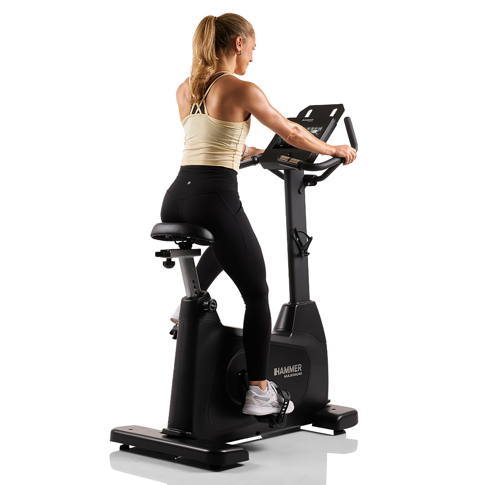 HAMMER Ergometer UB 8000 – leiser Heimtrainer für Zuhause, Apps vorinstalliert Kinomap & Zwift, Touch-Display, 14 kg Schwungmasse, 17 Programme, Hometrainer Fahrrad bis 150 kg