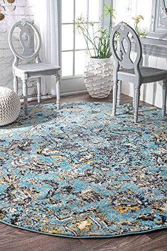 nuLOOM Taunya Bohemian Round Rug, 8' Round, Aqua