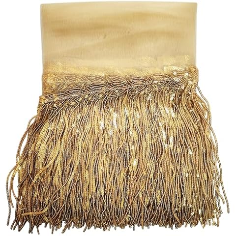 WANYI Sequin Fringe Trim with Leaf Embellishment Cover