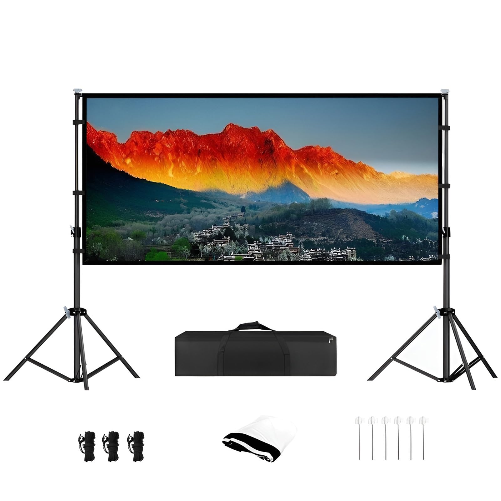 Schermo per Proiettore a Telaio Fisso da 150 Pollici con Supporto Diagonale 16:9 Schermo di Proiezione Attivo 3D 4K Ultra HD per Home Theater Festa(60 inch (L 145 x H 80 cm))