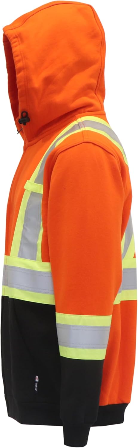 BOCOMAL FR Hoodies High Visibility 14oz Fleece Heavyweight Hi-vis Jackets Flame Resistant Reflective Hooded Sweatshirts - Image 4