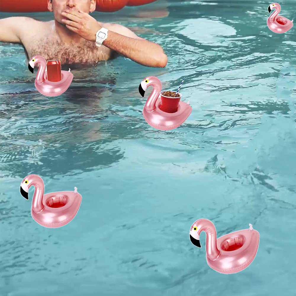 Lot De 5 Porte-gobelets Gonflables Flamant Rose – PVC Résistant, 22x18x17 Cm, Pour Piscine, Plage, Bain à Remous