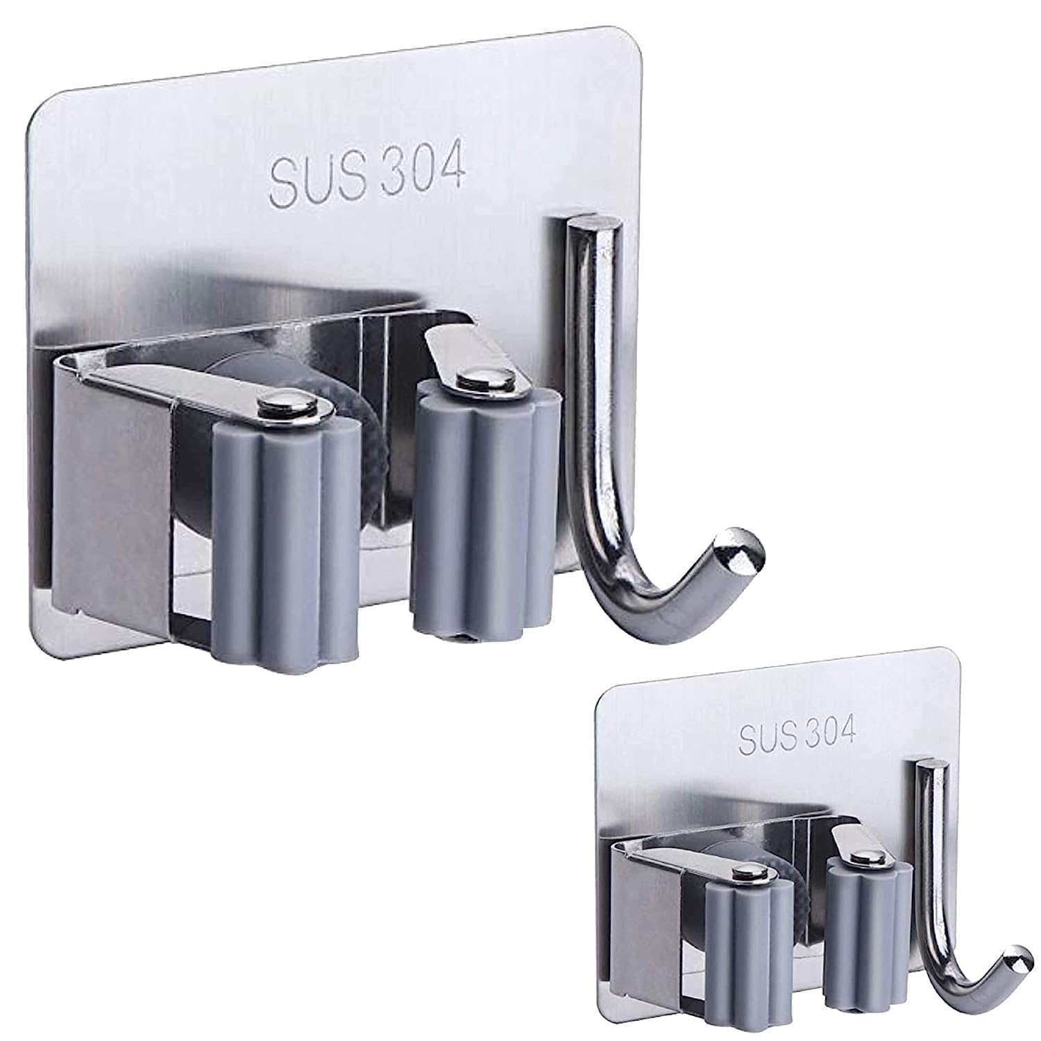 Homaxa Self Adhesive Mop and Broom Holder Wall Mounted Broom - Mop Stick Holder Stand And Organizer | Wiper Holder | Broom and Dustpan Hanger For Home, Kitchen | Pack 2 | Silver (B0C94Z6QJL) Amazon Price History, Amazon Price Tracker
