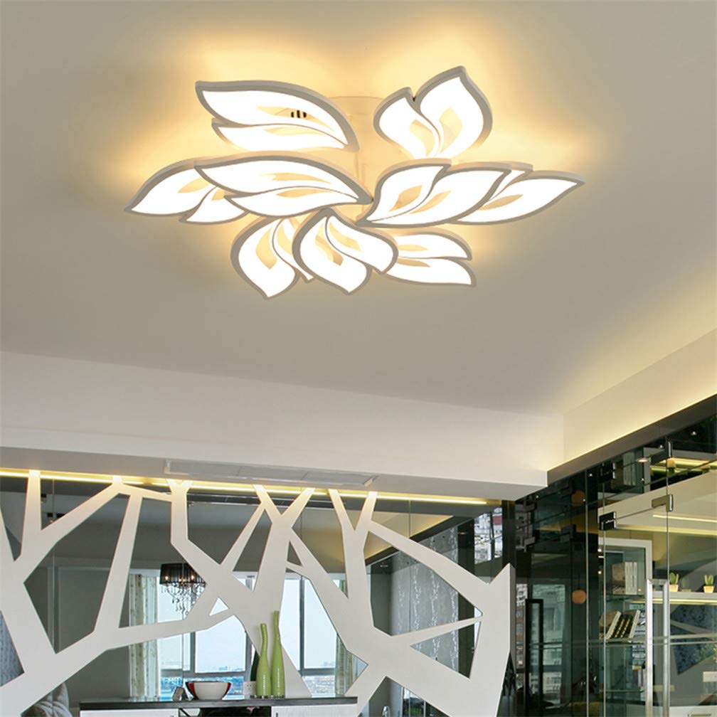 Lámpara de salón LED, lámpara de techo regulable, lámpara de dormitorio, lámpara de pasillo con mando a distancia, diseño moderno de flores, lámpara decorativa para comedor, cuarto de baño Ø85cm