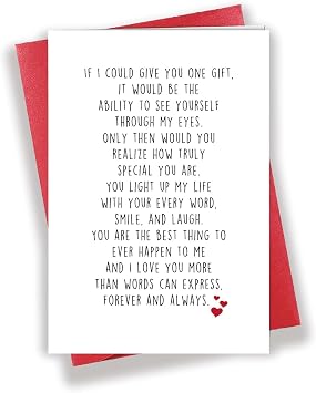 Romantic Love Card for Him Her, Sweet Valentines Day Card for GF BF, Special Anniversary Greeting Card
