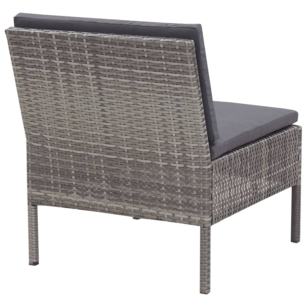 vidaXL Salon de Jardin 3 pcs avec Coussins Résine tressée Gris