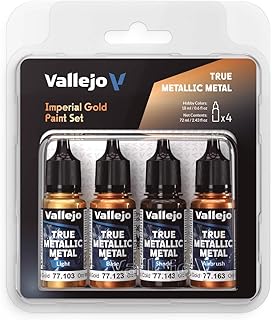 Vallejo - Imperial Gold Paint Set | True Metallic Metal | Acrylic Colors for Painting Metal Effects on Fantasy, Historical, and Wargaming Miniatures | BSL System | 4 Bottles x 18 ml (0.6 fl.oz.)