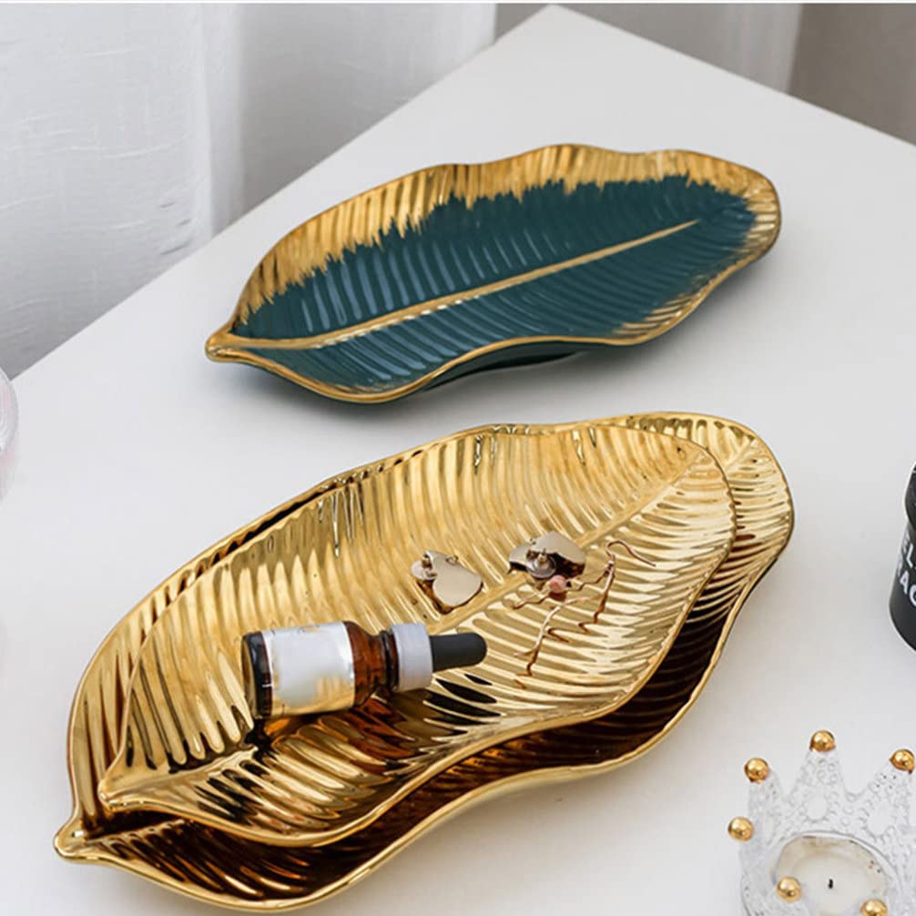 Vassoio Portagioie In Ceramica A Forma Di Foglia - Per Comodino, Ingresso O Tavolo - Foto 5