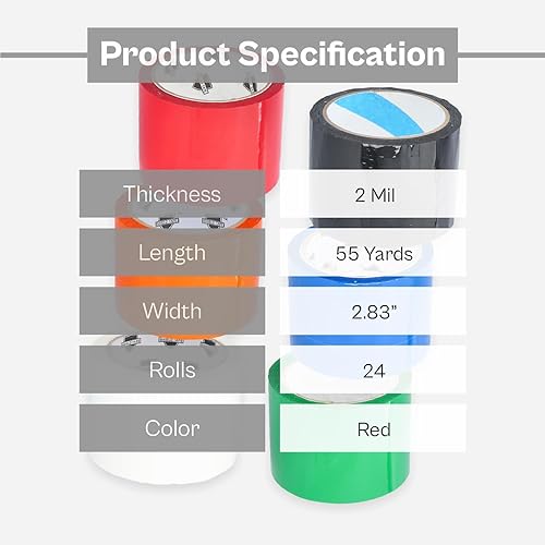 Miniatura 9 de PSBM Cinta de embalaje naranja, 2 pulgadas x 110 yardas, paquete de 36, cinta de embalaje de color resistente para rellenar dispensadores, mudanza,
