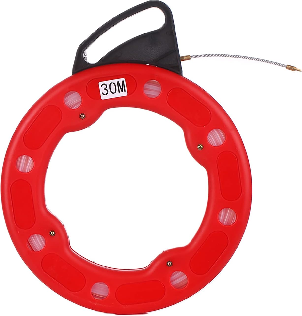 30M Fiberglass Fish Tape Reel Puller Conductive Electrical Cable Puller with Impact Case Electric or Communication Wire Puller Use for Drywall Ceiling Under Rug Conduit or