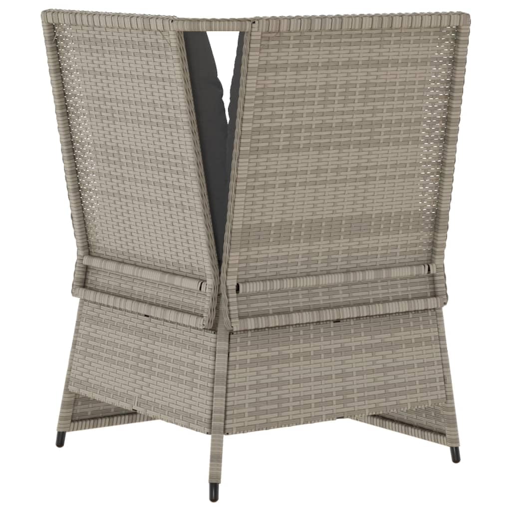 Divano Giardino Polyrattan Grigio Chiaro 67x67x95 cm | Cuscino seduta sfoderabile lavabile, 2 cuscini schienale, design modulare, 110 kg portata