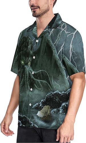 Miniatura 6 de Socira Camisas con botones para hombre, transpirables, de manga corta, hawaianas, divertidas camisas de playa Aloha, camisetas hawaianas de verano