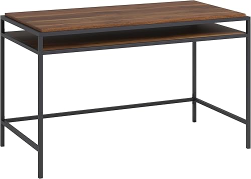 Sauder Nova Loft - Escritorio con estante, largo 48.98" x ancho 24.96" x H 29.53", acabado en nogal