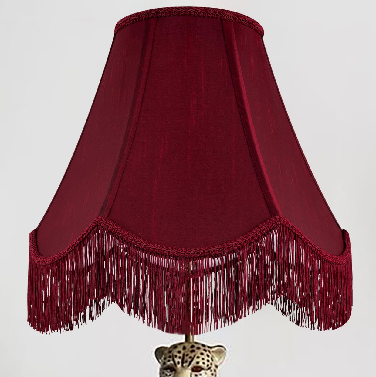 Burgundy silk scalloped petal lamp shade