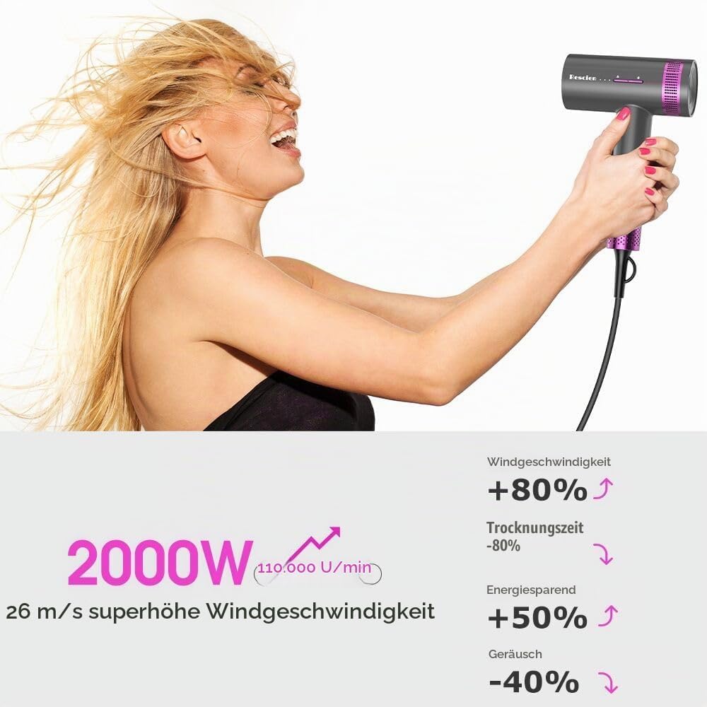 Föhn Fön 1750M Ionen Haartrockner 110.000 U/min Bürstenloser Motor 2000W