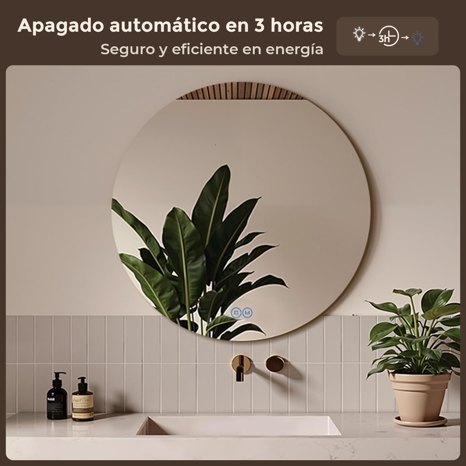 S'AFIELINA Specchio da bagno con illuminazione rotondo, 80cm, specchio LED con interruttore touch, specchio da bagno rotondo con 3 temperature di colore (caldo, neutro, freddo), dimmerabile