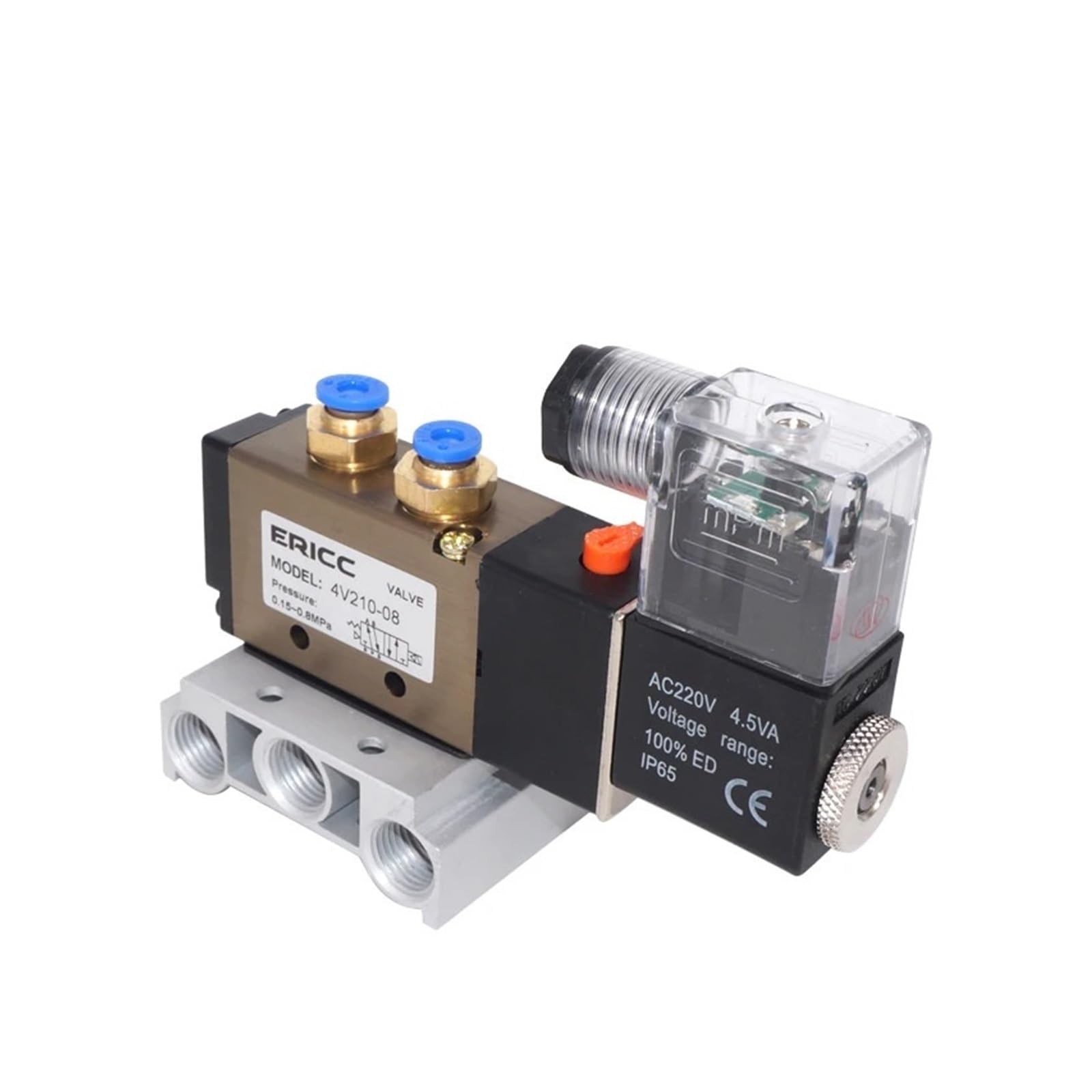 Électrovanne 4V210-08 AC220V pour centraliser 8 vérins pneumatiques sans fuite d'air