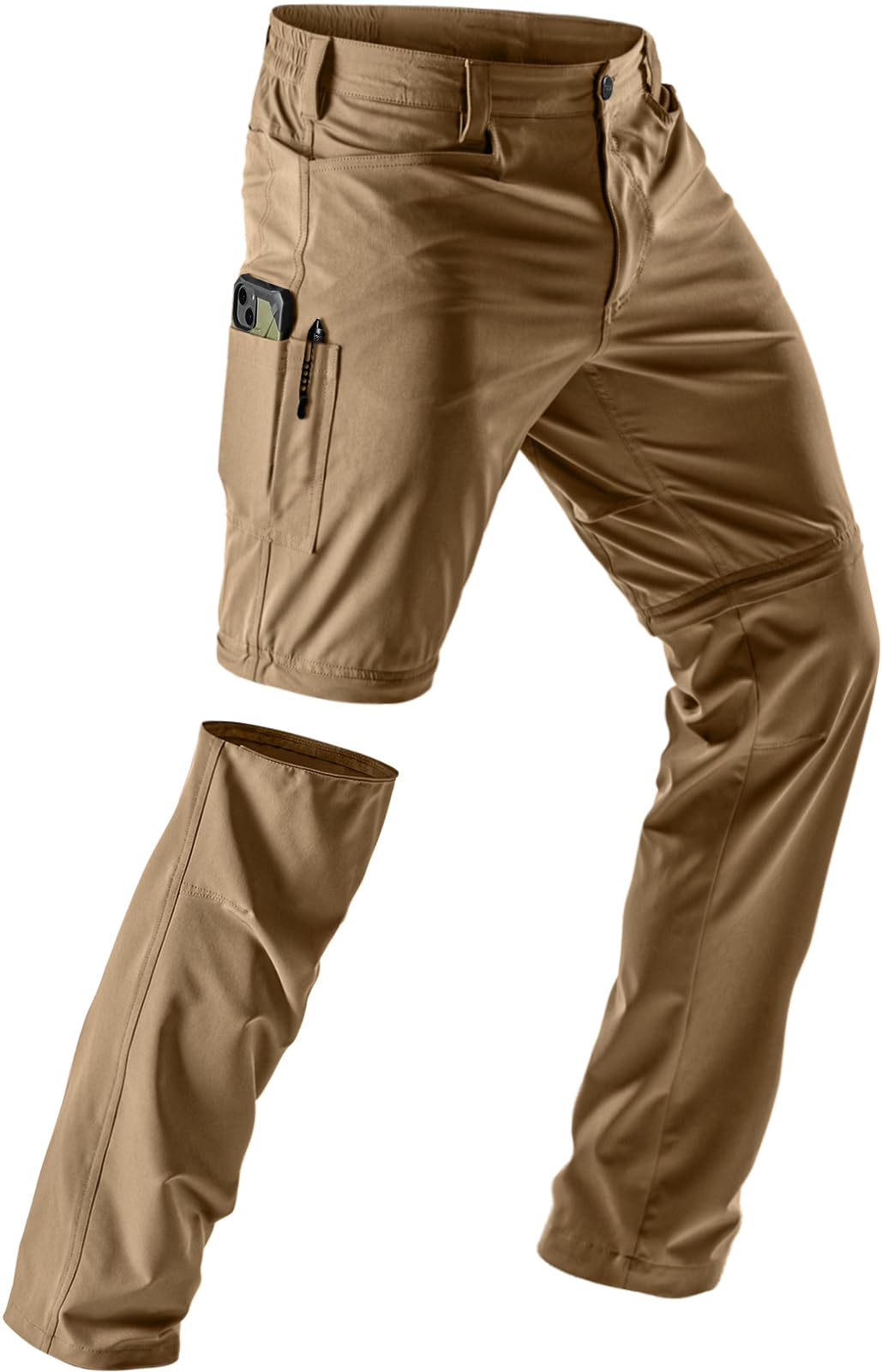 CQR Men's Convertible Cargo Tactical Pants, Water Resistant Outdoor Hiking Pants, Zip Off Lightweight Stretch Work Pants