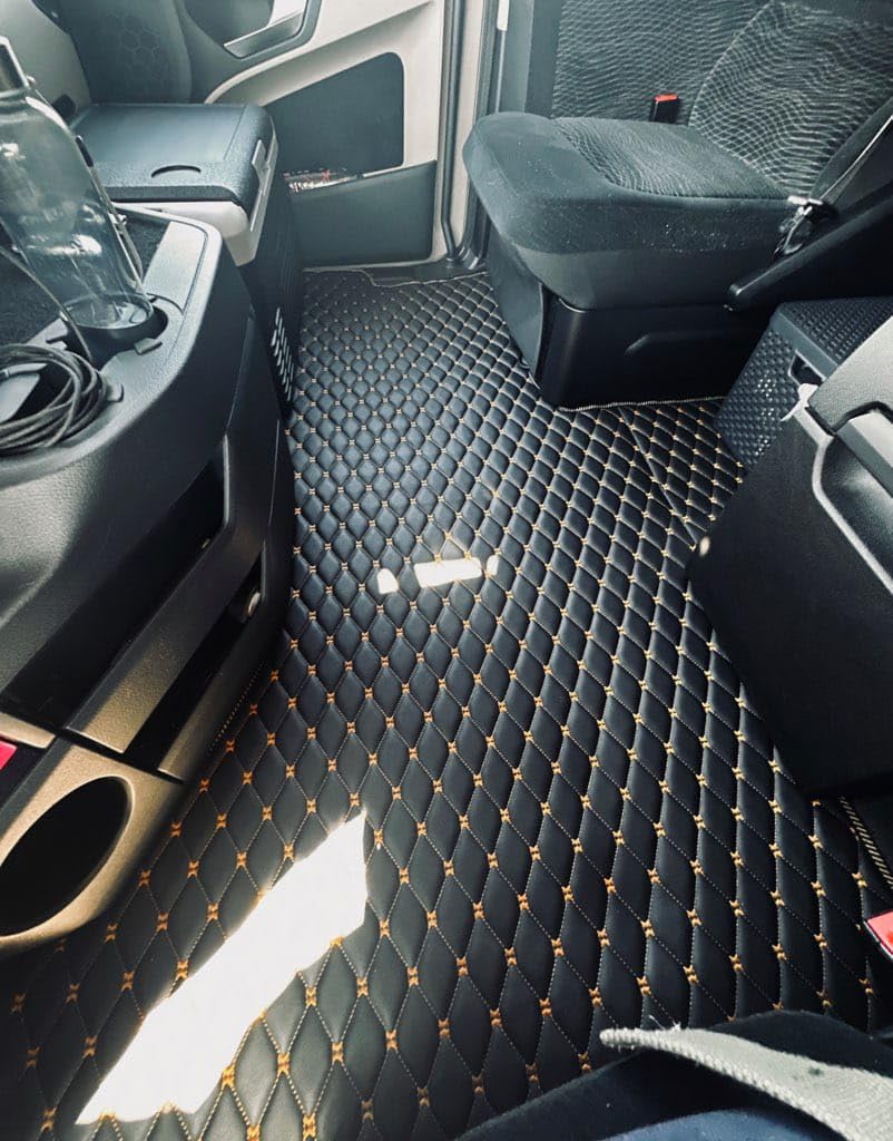 KRAM-TRUCK Tappetini Impermeabili Per Mercedes Actros MP4/MP5 2011+, Sedile Passeggero Fisso, Beige Chiaro, Similpelle 10mm - 4