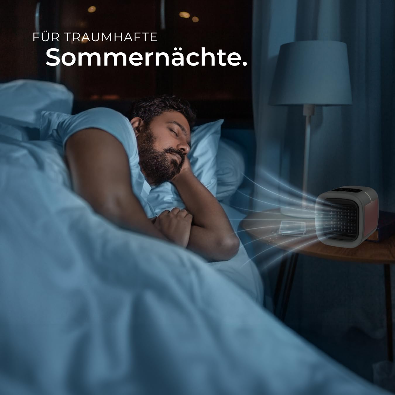 tectake® Luftkühler mit LED, mobile Klimaanlage ohne Abluftschlauch, Ventilator mit Wasserkühlung, Klimagerät, Air Conditioner, Tischventilator und Luftbefeuchter in einem, Mini Klimaanlage - grau