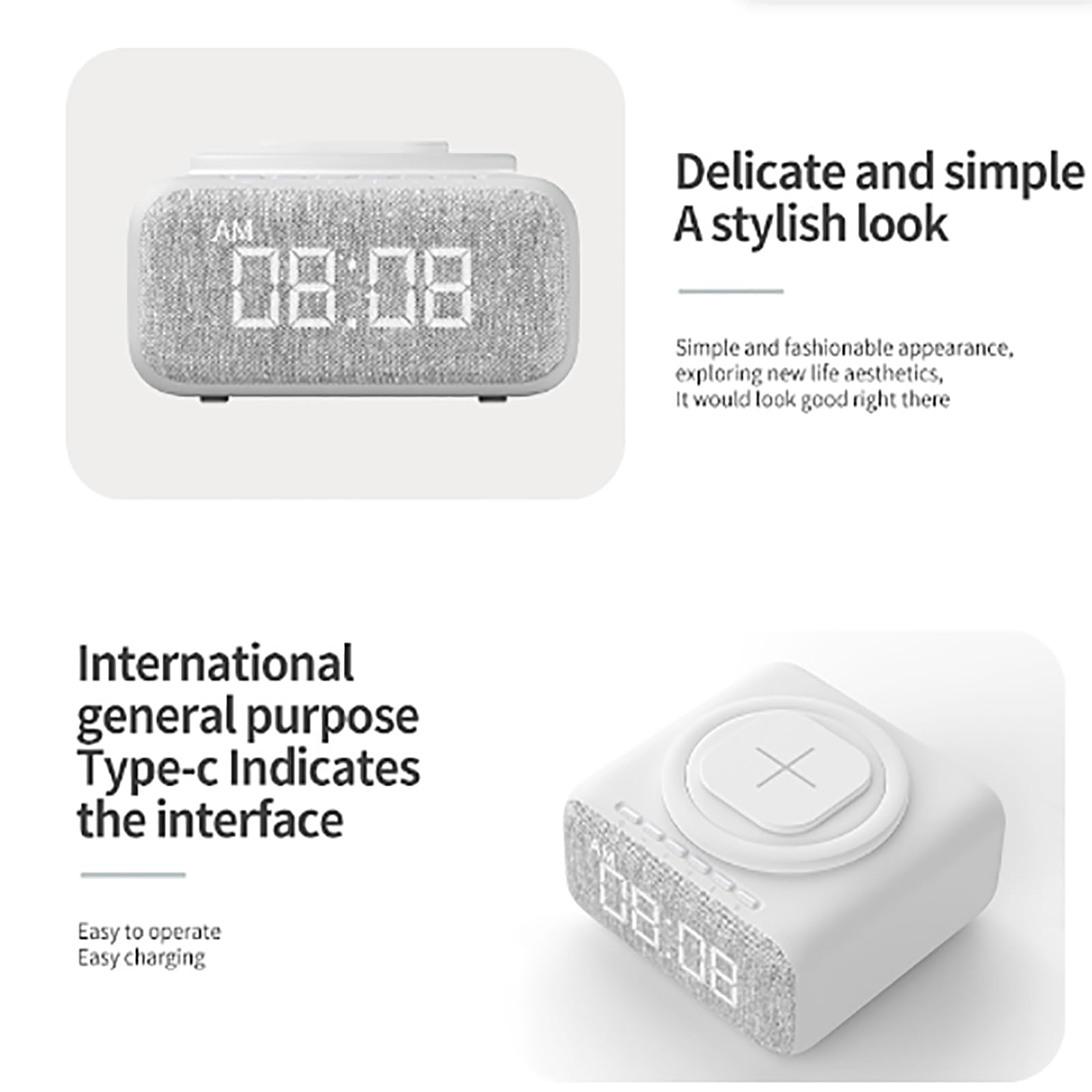 Radio-réveil, Haut-parleur Bluetooth Avec Réveil Numérique 10 W, Radio-réveil FM, Affichage LED Miroir, Support De Téléphone Portable Réglable Et Facile À Utiliser, Pour Chambre, Maison, Adaptateur