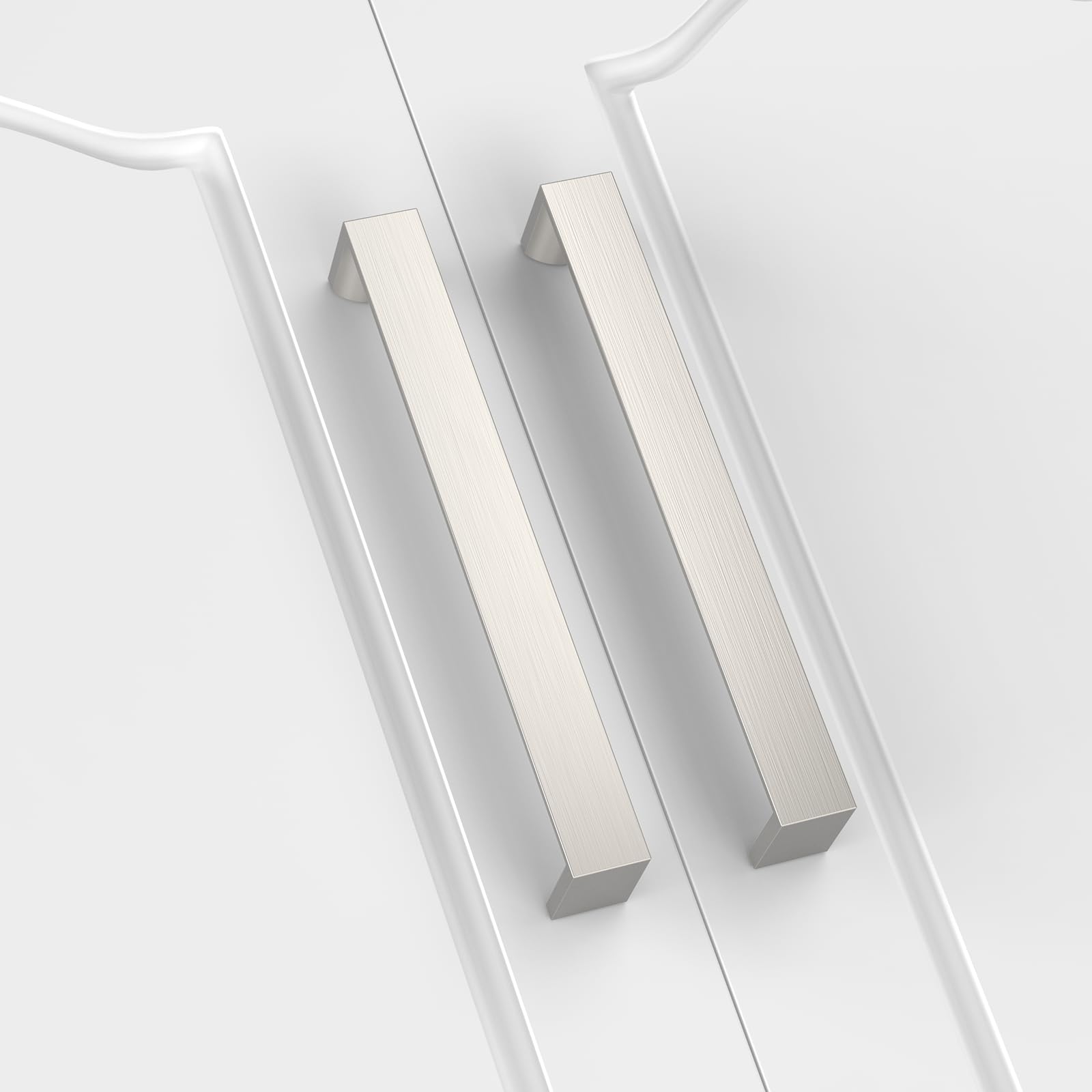Furniware - Set di 10 maniglie per mobili - Finitura in nichel satinato spazzolato - Distanza tra i fori: 160 mm - Ideali per armadi da cucina, armadietti, cassetti