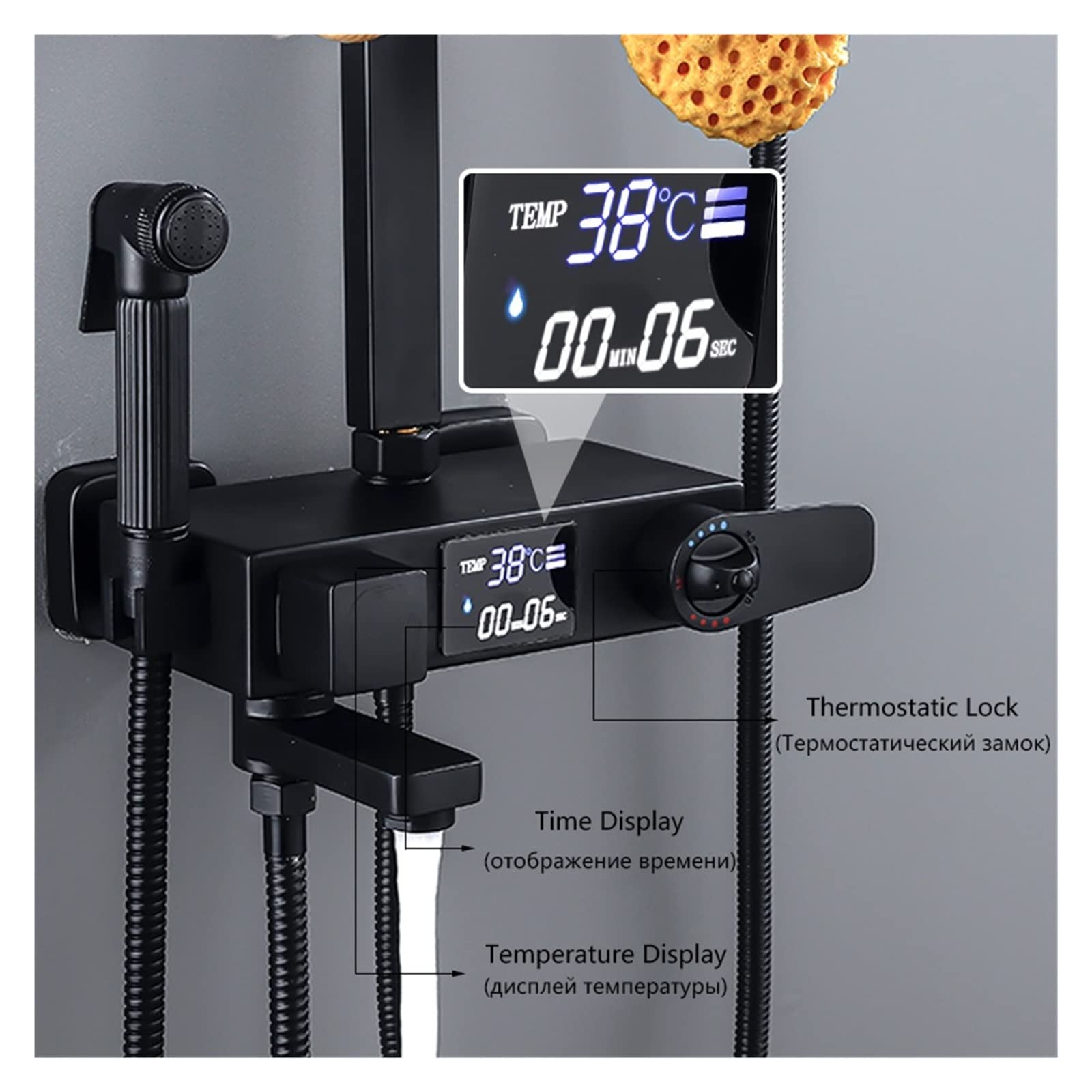 Termostatyczny cyfrowy wyświetlacz bateria prysznicowa zestaw prysznic Mxer Crane prysznic kran do wanny wanna i prysznic zawory mieszające bateria do bidetu(Thermostatic 008)