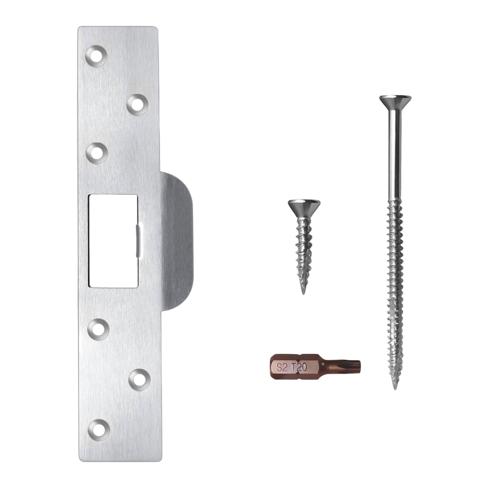 Piceioep Silver Type Door Strikes Plate Reinforced Length Covers Worn Slots And Improper Woodwork Repairs Stainless Steel Construction Damaged Door Frame Repair Strikes Plate