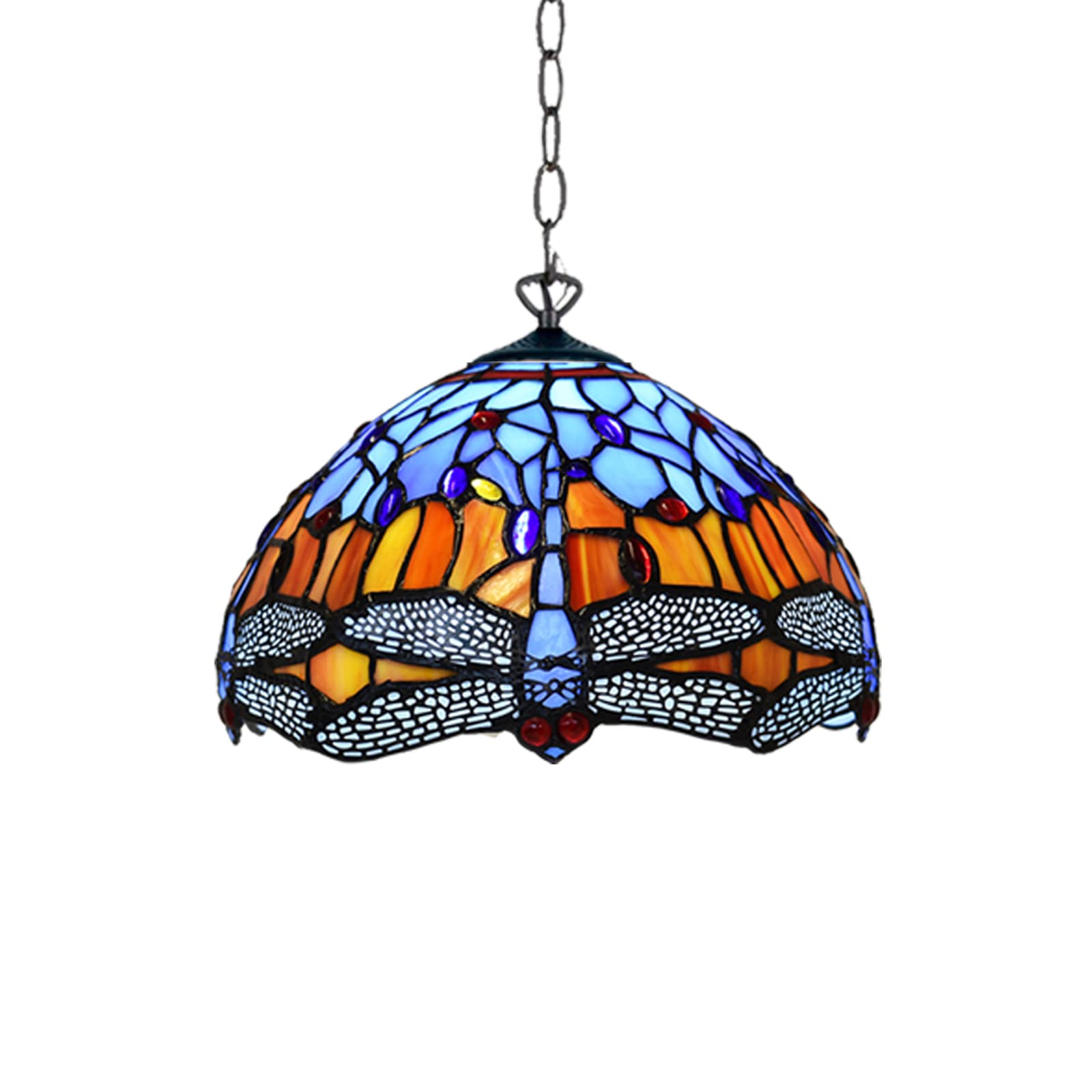 Auroh Tiffany Pendant Lamps Handcrafted Stained Glass Lamp Shades Stunning Quality Antique Design Pendant Light for Living Room Bedroom Lounge Hallway (P-1002)