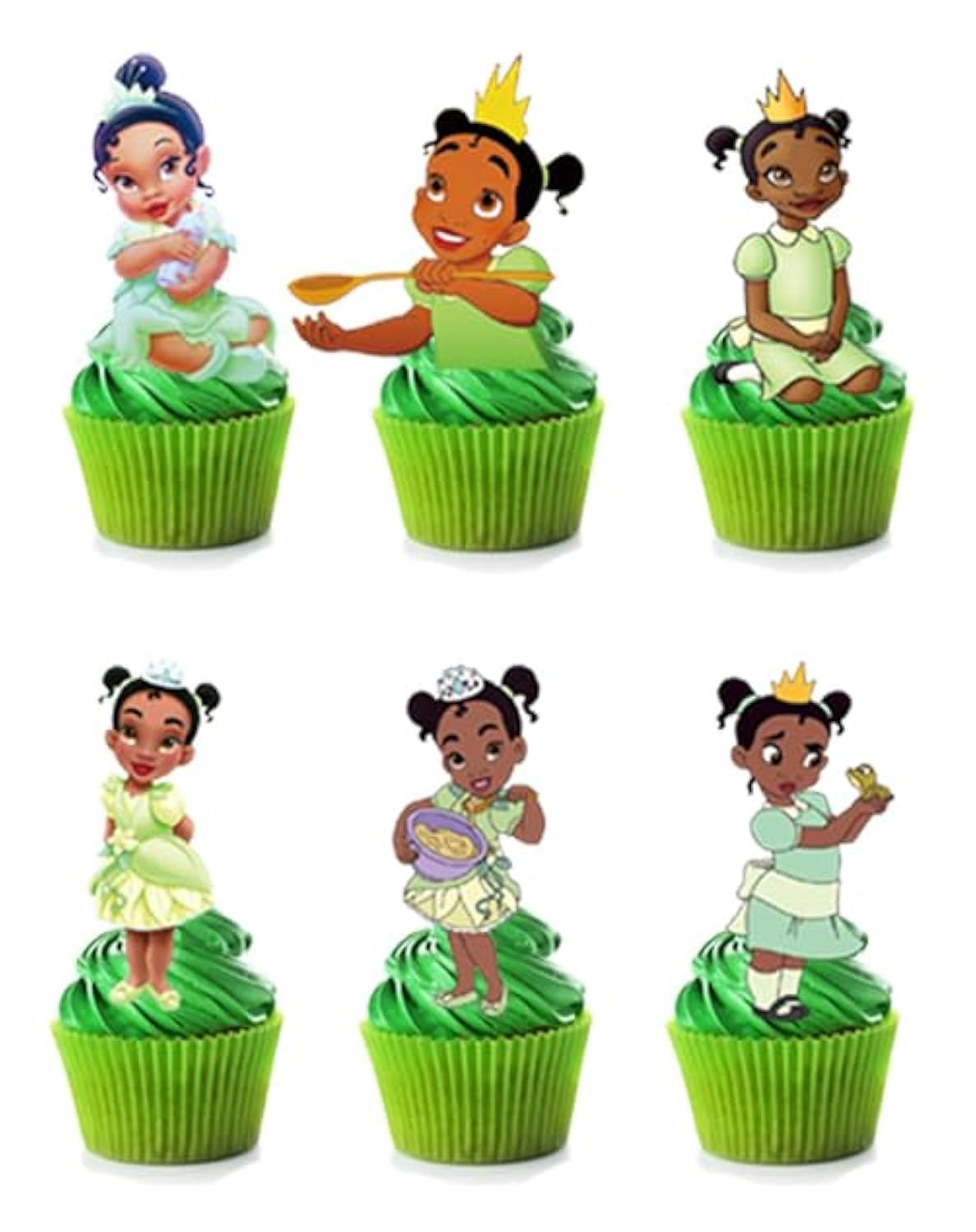 ZGYDNM 24pcs princess tiana Cake Toppers Cupcake Toppers Cake Decorations,princess tiana Birthday Party Supplies Decorations (15)