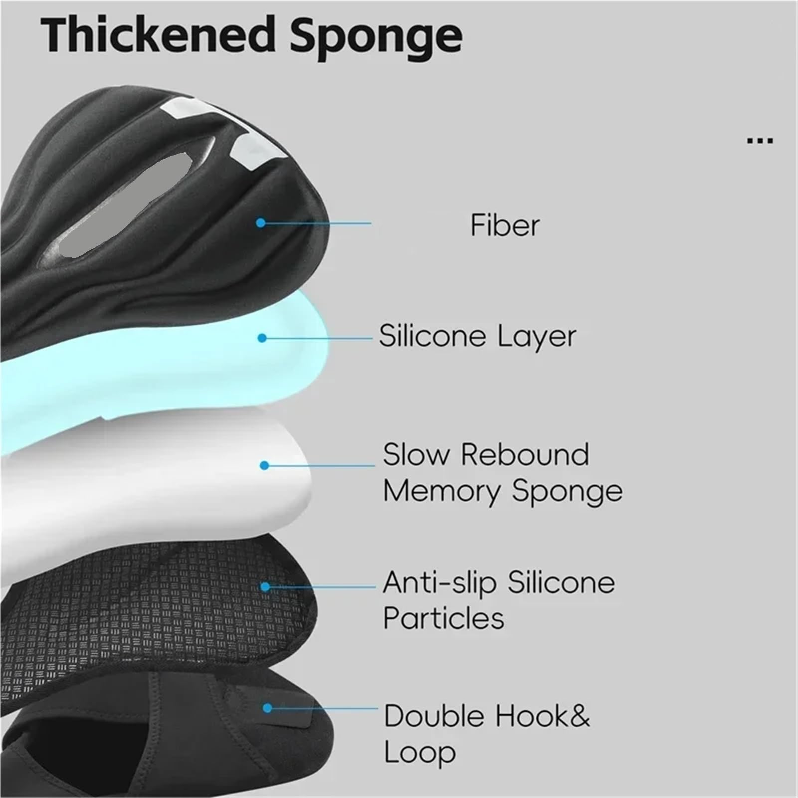 Coprisella Per Bicicletta Coprisedile for bicicletta allargato Coprisedile for bicicletta traspirante antiscivolo in silicone addensato for accessori for cuscino bici Per Bicicletta(Reflective Black)