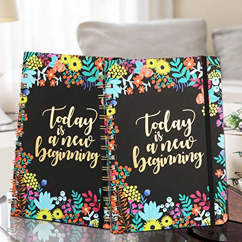 NotebookJournal-A5-Spiral-Lined-NotebookJournal-63--835-Hardcover-Back-Pocket-Elastic-Closure-Strong-Twin-Wire-Binding-with-Premium-Paper