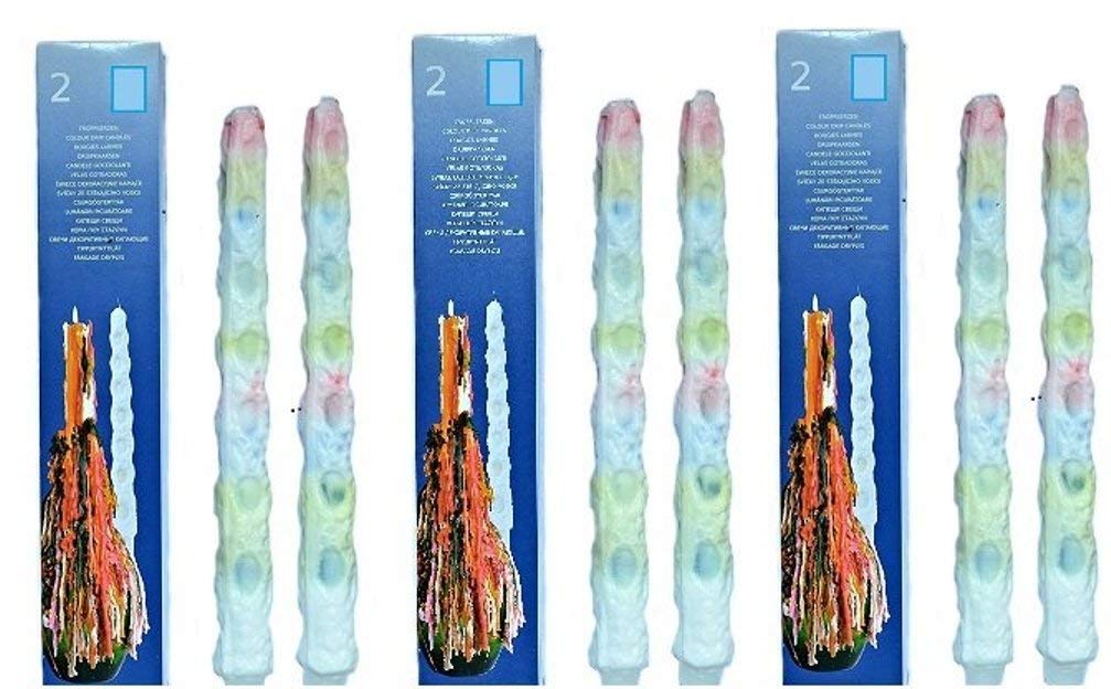Hillfield Multi-Coloured Hillfield® 6 Drip Candles, Colourful, 30 Cm Length, 2.9 Cm Diameter, Burn Time 4-6 Hours